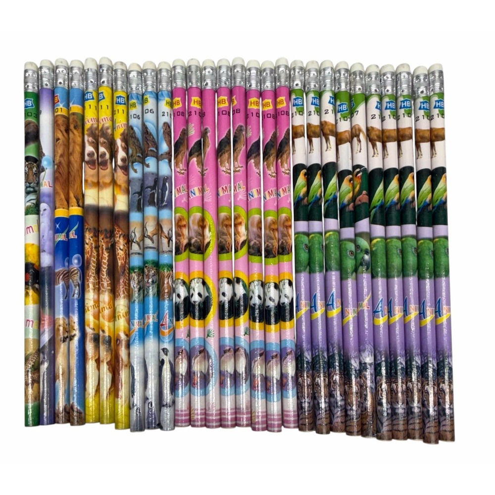Lot of 28 HB Pencils Animals Pencil #s 2106, 2107, 2108, 2111, 2101, 2103, 2109
